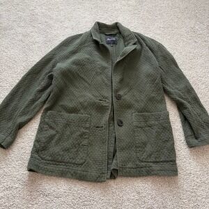 Madewell Diamond Jacquard Shaw Blazer Womens M Green Quilted Oversized Jacket
